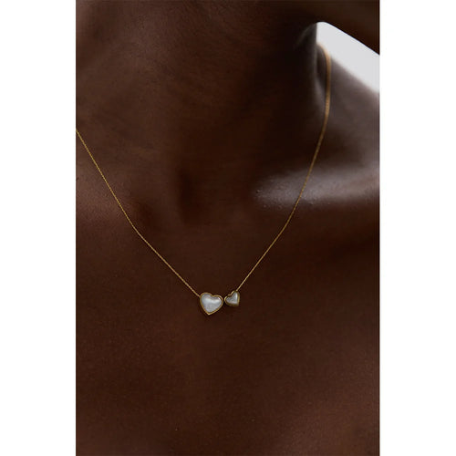 Yhpup Chic Stainless Steel Natural Shell Heart Pendant Necklace for Women Gold Color Romantic Charm Jewelry Bijoux Femme New