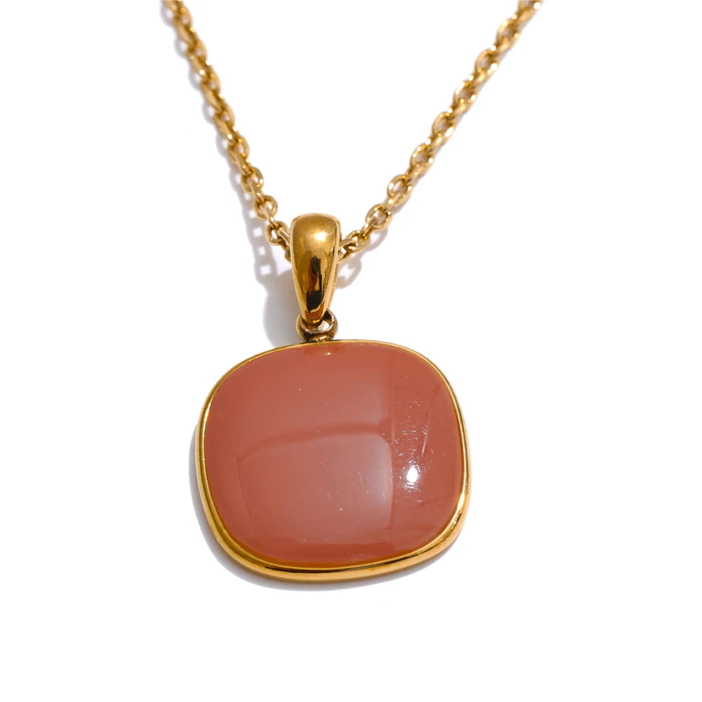 Colar Feminino Quadrado em Aço Inoxidável 4 Café