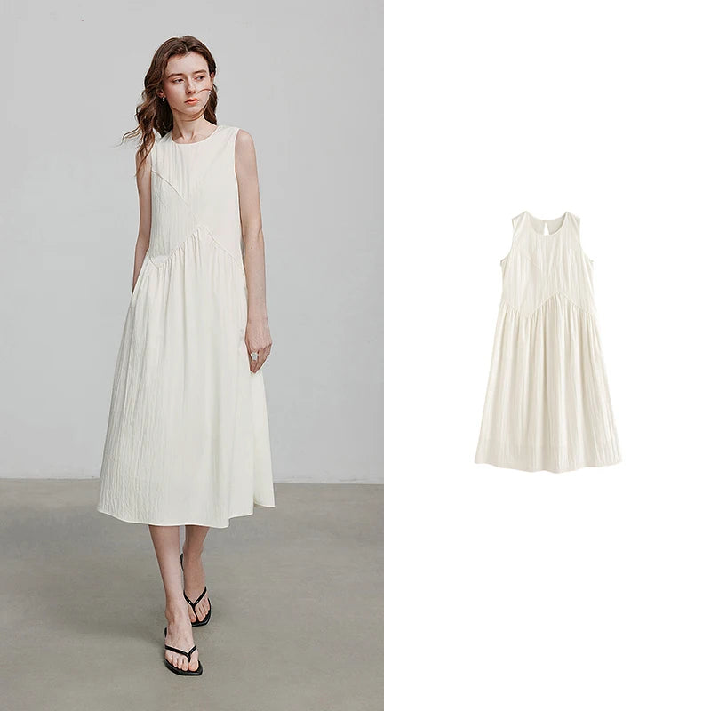 Vestido de Alças Midi com Bolsos