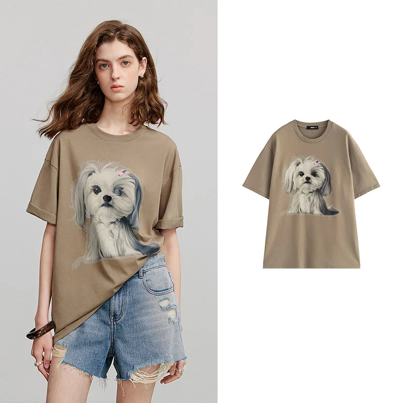 Camiseta Feminina Alongada com Estampa Cartoon