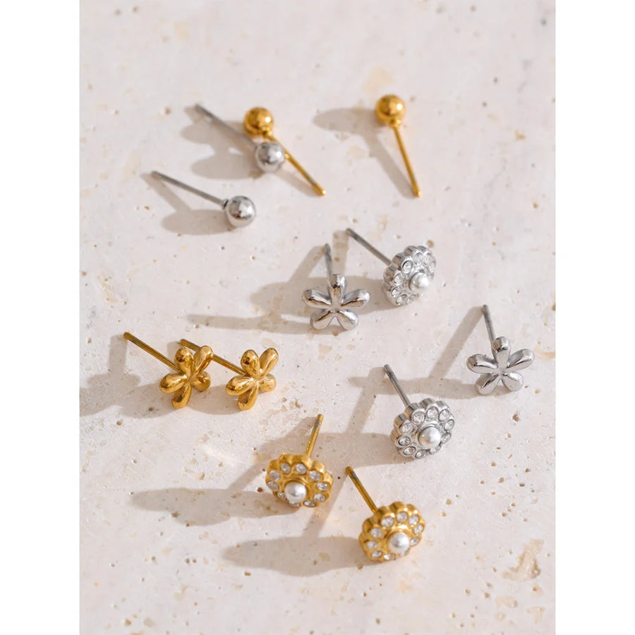 Yhpup Exquisite Zirconia Flower Stacked Up Stud Earrings Set New Arrivals Stainless Steel Fashion Jewelry Prevent Allergy