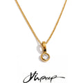 Yhpup Stainless Steel Small Exquisite CZ Zirconia Pendant Necklace for Women Trendy Fashion Chic Collar Jewelry Recommend Gift