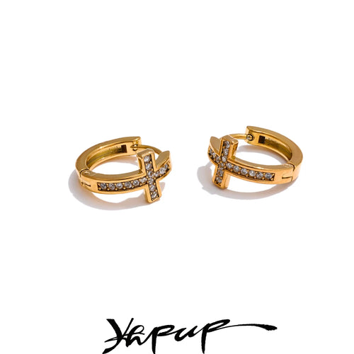 Brinco de Argola Cruz com Zircônia