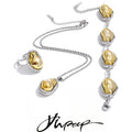 Yhpup New Arrival Design Yellow Baroque Simulated Pearls Bead Pendant Necklace Bracelet Ring Set Vintage Fashion Trendy Jewelry