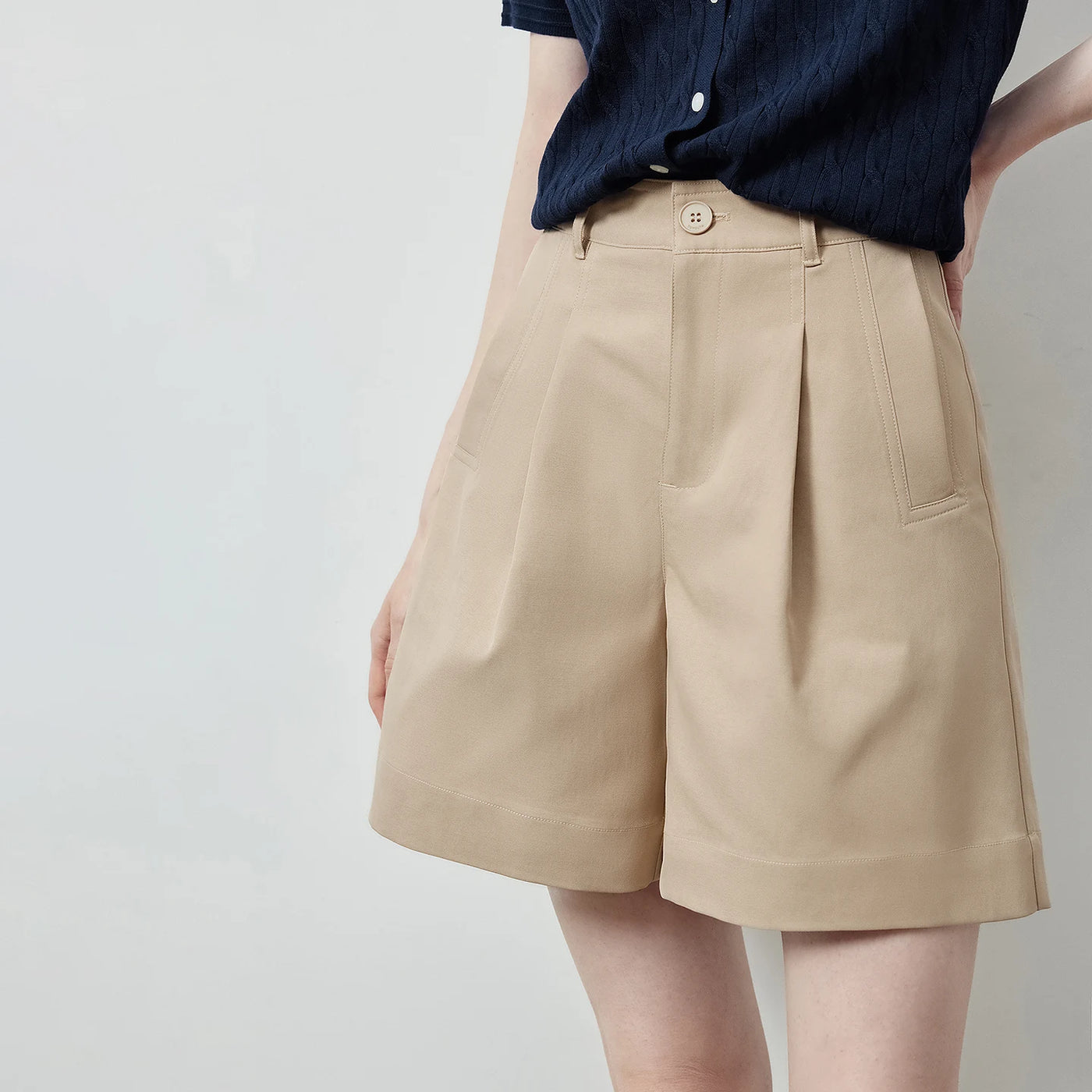 Shorts Alfaiataria Feminino Wide Leg com Bolsos