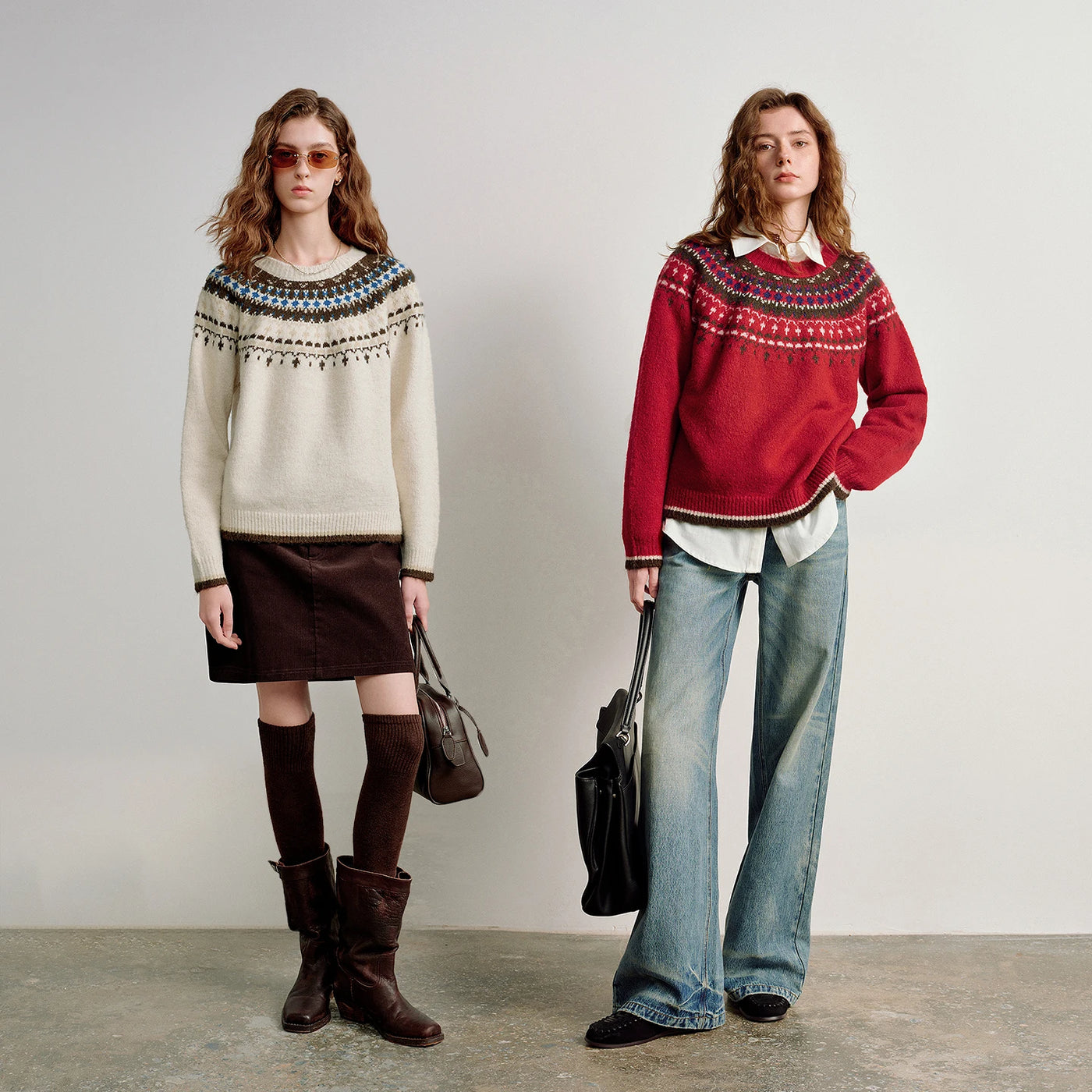 Suéter Jacquard Fair Isle com Toque Peluciado