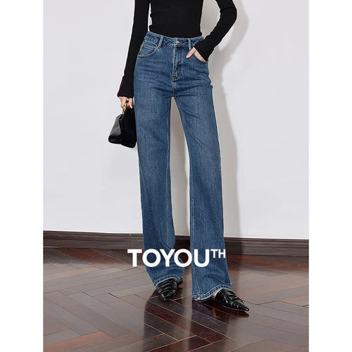 Calça Jeans Feminina Wide Leg Forrada com Elastano