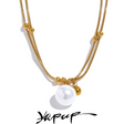 Colar Feminino Redondo com Pérola em Aço Inoxidável 7