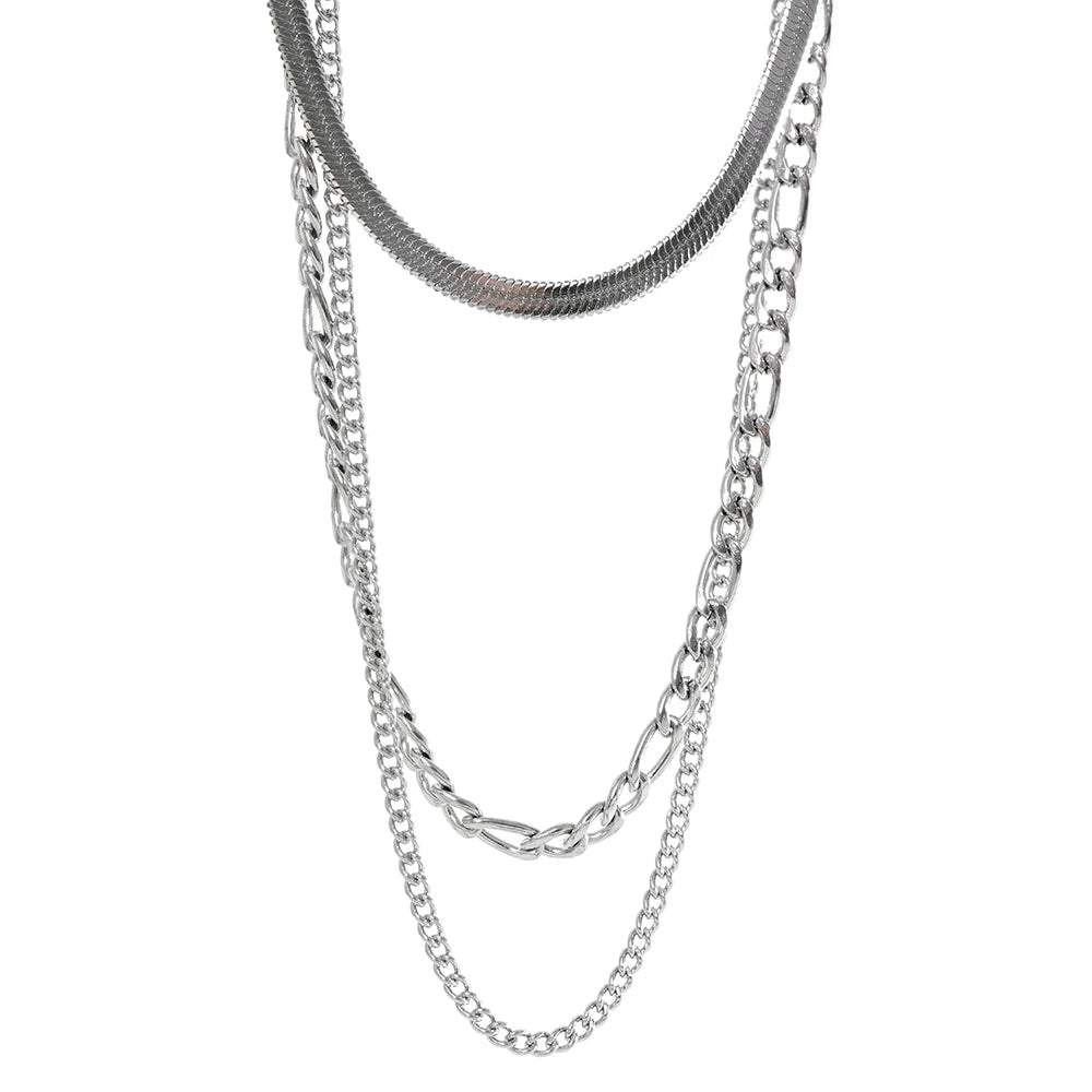 Colar Feminino de Camadas Gota em Aço Inoxidável 9