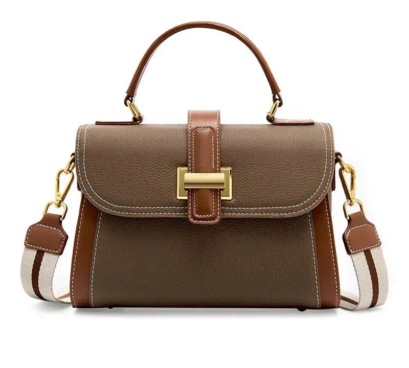 Bolsa Feminina de Couro Legítimo Pequena Quadrada Vintage para o Dia a Dia