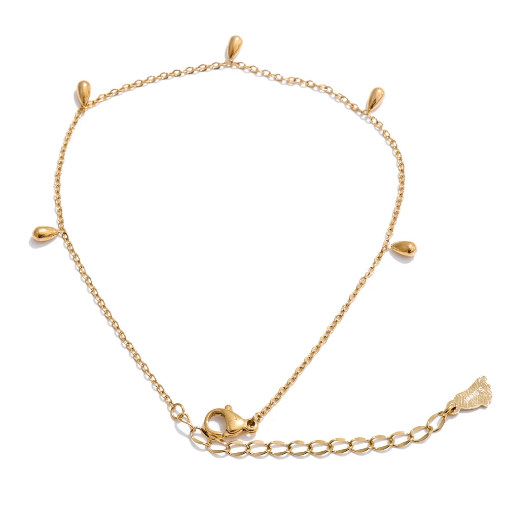 Colar Feminino Gota em Aço Inoxidável 3 Tornozeleira Ouro