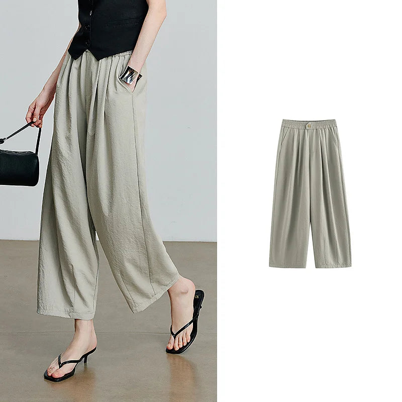Calça Barrel Feminina com Cós Elástico Light Gray