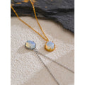 Colar Feminino Gota com Opala em Aço Inoxidável
