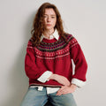 Suéter Jacquard Fair Isle com Toque Peluciado