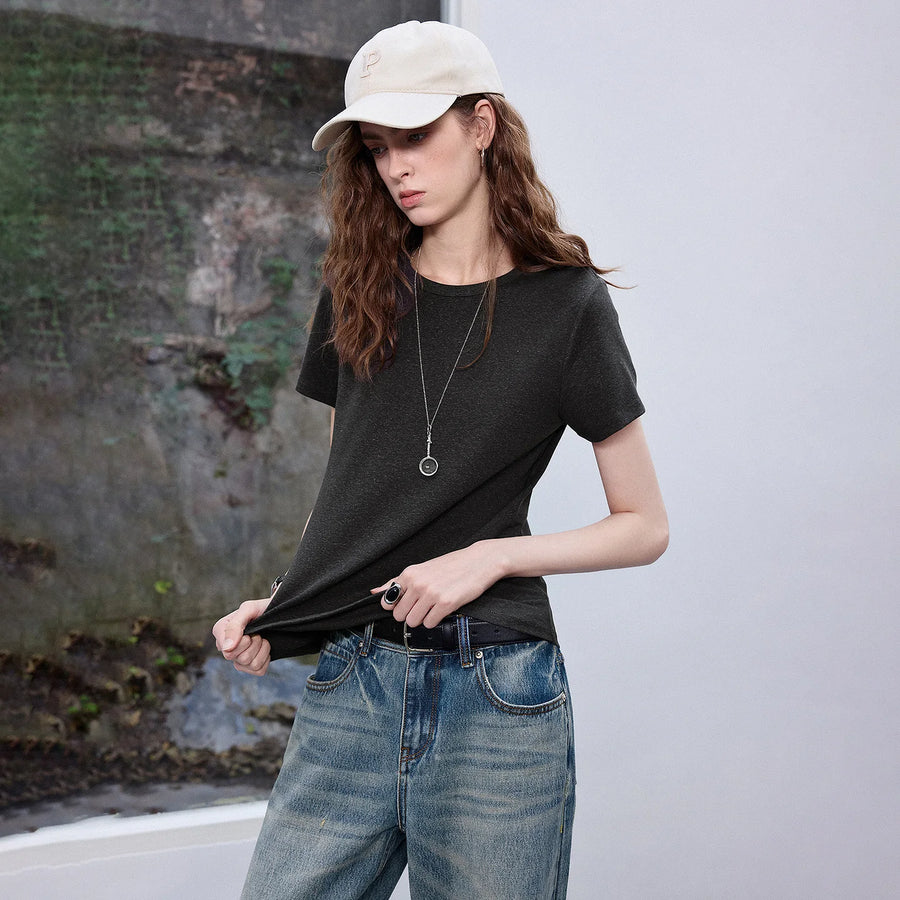 Camiseta Feminina de Liocel e Linho Slim