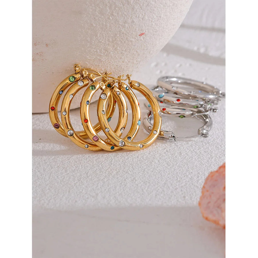 Brinco de Argola 32 mm com Zircônias Coloridas