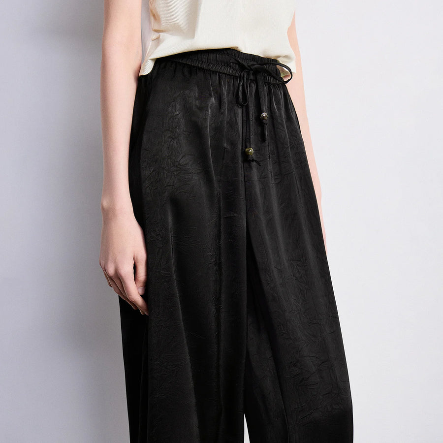 Calça Pantalona Feminina Acetinada Cintura Alta