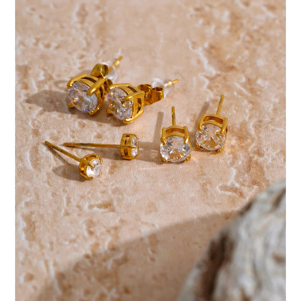 Kit de Brincos Redondos com Zircônia