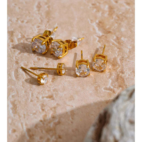 Kit de Brincos Redondos com Zircônia