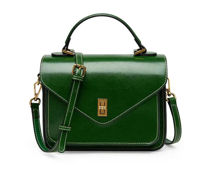 Bolsa feminina de couro legítimo vintage pequena verde 2025 estilo carteiro