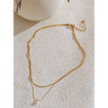 Colar Feminino de Camadas Gota com Zircônia em Aço Inoxidável 4