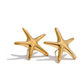Yhpup Summer Ocean Style Smooth Metal Starfish Stud Earrings Daily Stainless Steel Holiday Wear Fashion Jewelry Waterproof