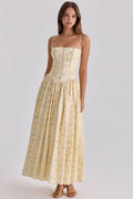 Mingmingxi Women Long Floral Print Spaghetti Strap Maxi Dress Summer Elegant Lace Up Dress Flowy Holiday Party Beach Wear Dress
