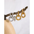 Yhpup Stainless Steel Round Hollow Drop Hoop Earrings Charm Metal 18K PVD Plated Waterproof High Quality Daily Jewelry Gift