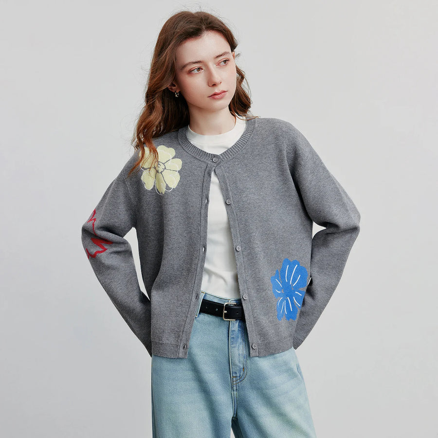 Cardigan Feminino Jacquard Verde com Efeito Aveludado