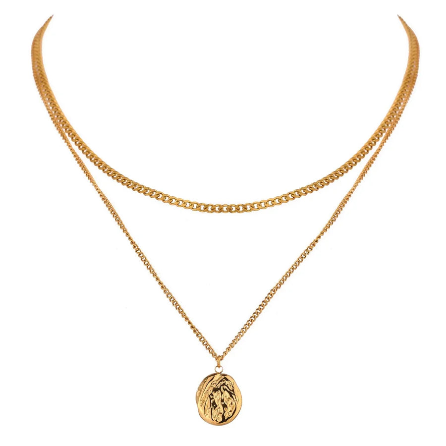 Colar Feminino de Camadas Geométrico em Aço 316L YH1945A Gold