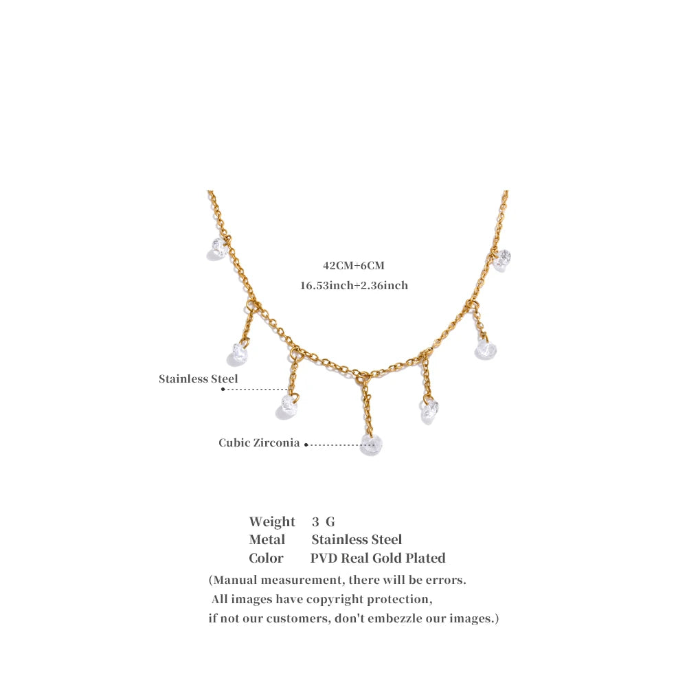 Colar Feminino Gota com Zircônia em Aço Inoxidável 4