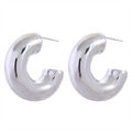 Yhpup Thick Stainless Steel C Shape Chunky Huggie Earrings Waterproof Metal Texture 18K PVD Plated Fashion Jewelry Anti Allergic