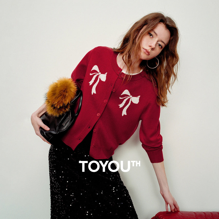 Cardigan Feminino Jacquard com Gola Redonda