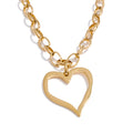 Yhpup Classic Stylish Stainless Steel Heart Love Drop Chain Necklace Gold Platinum Color PVD Plated Fashion Romantic Jewelry YH1697A Gold