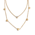 Colar Feminino de Camadas Coração com Zircônia em Aço Inoxidável Ouro