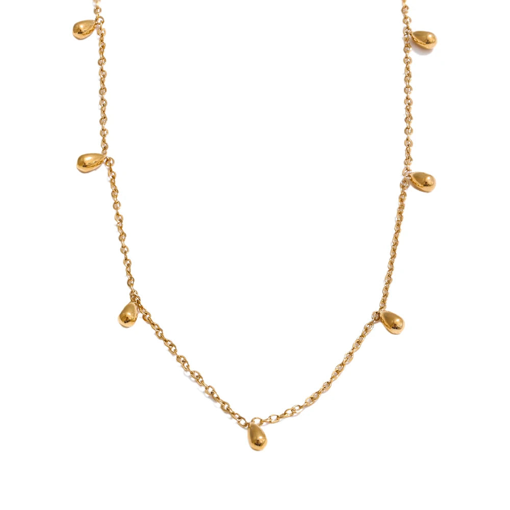 Colar Feminino Gota em Aço Inoxidável 3 Colar Ouro