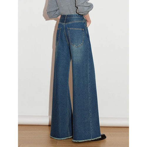 Calça Jeans Feminina Wide Leg Reta com Acetato