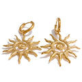 Yhpup New Popular Stainless Steel Sun Drop Necklace Hoop Earrings for Women Tarnish Resistant Charm Jewelry Set Accessories Gift Earrings Gold