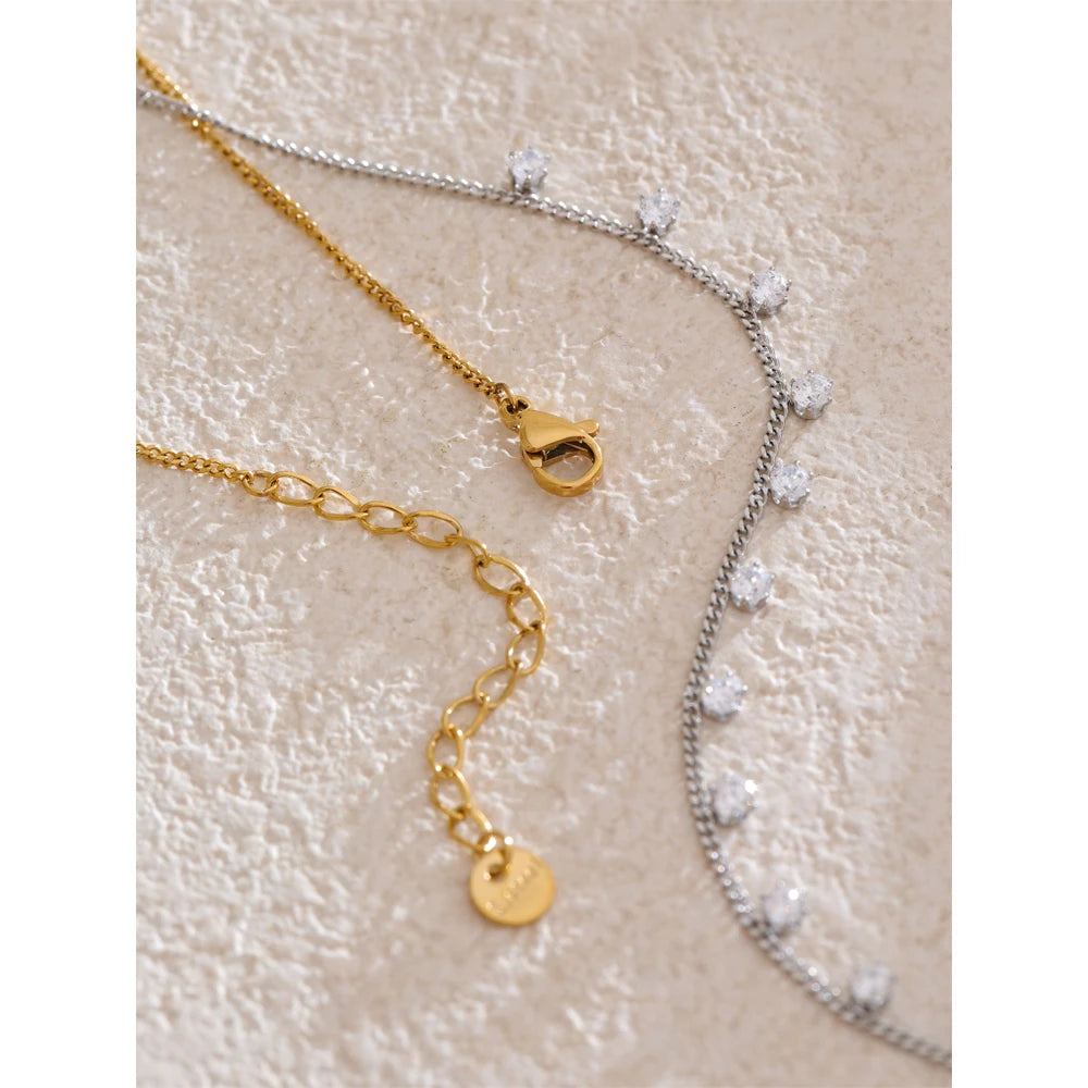 Colar Feminino Gota com Zircônia em Aço Inoxidável 8