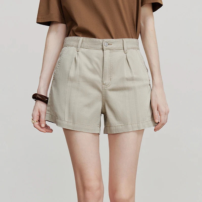 Short Saia Feminino de Liocel e Algodão com Bolsos