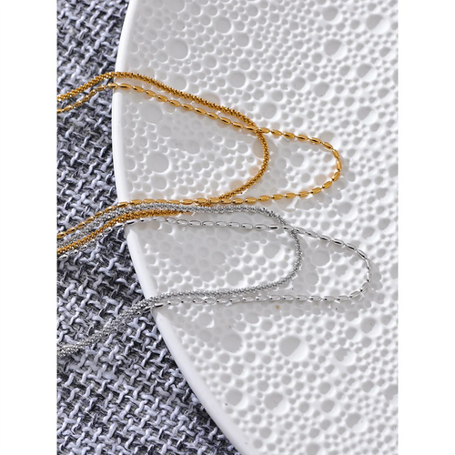 Yhpup Tarnish Resistant Stainless Steel Chic Beads Chain Double Layered Overlay Exquisite Necklace Collar Jewelry Wholesale Gift
