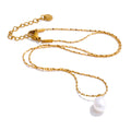 Colar Feminino Gota com Pérola em Aço Inoxidável 9 YH1831A Gold