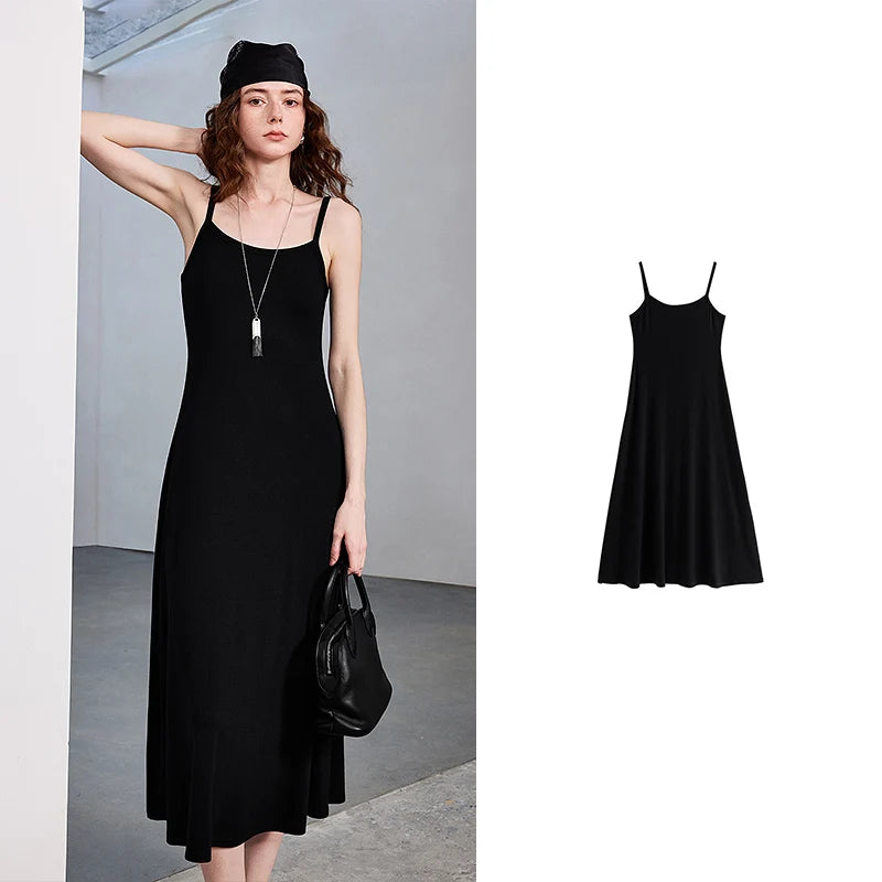 Vestido Longo de Malha com Modelagem Ajustada Black