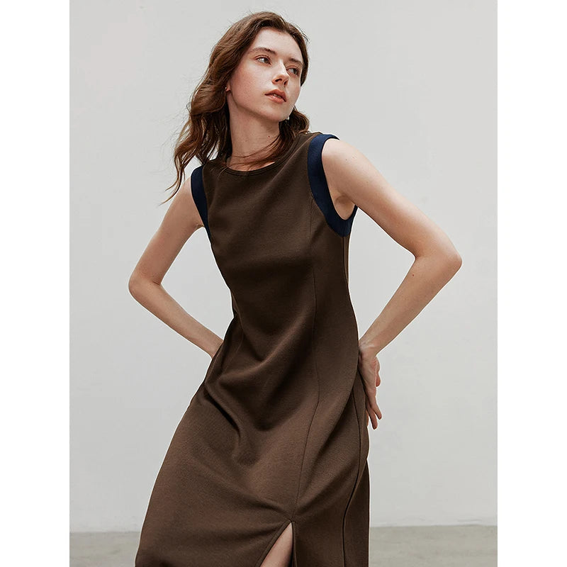 Vestido de Alças Midi com Recortes Preto