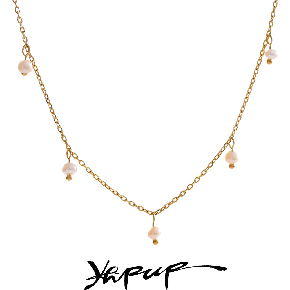 Colar Feminino Gota com Pérola em Aço Inoxidável 16