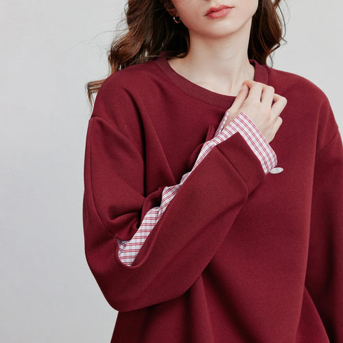 Moletom Feminino Patchwork com Gola Redonda