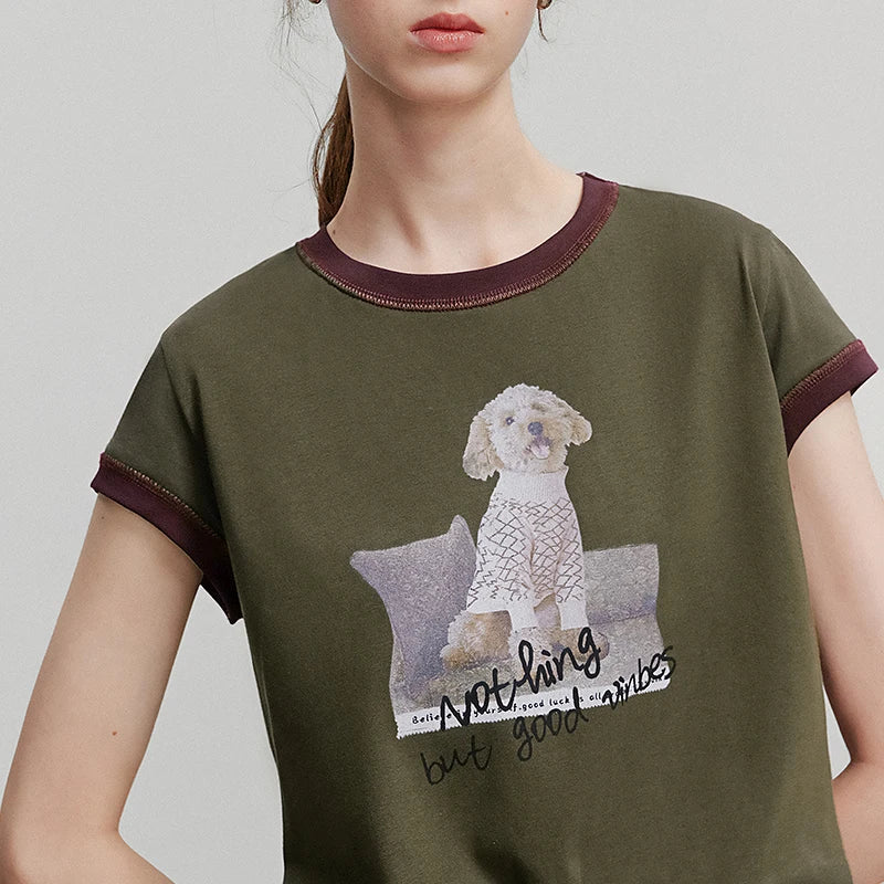 Camiseta Feminina Cropped com Estampa Animal