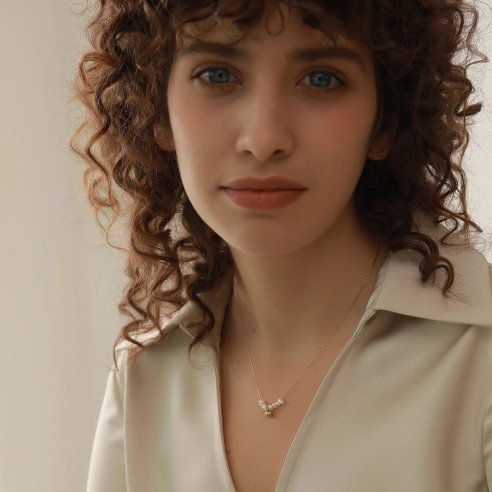 Yhpup Summer Natural Freshwater Pearls Delicate Korean Gentle Charm Necklace Stainless Steel Fashion Jewelry for Women