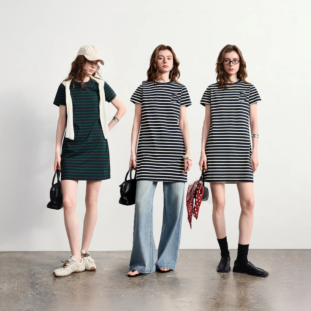 Vestido Camiseta Listrado Náutico Midi