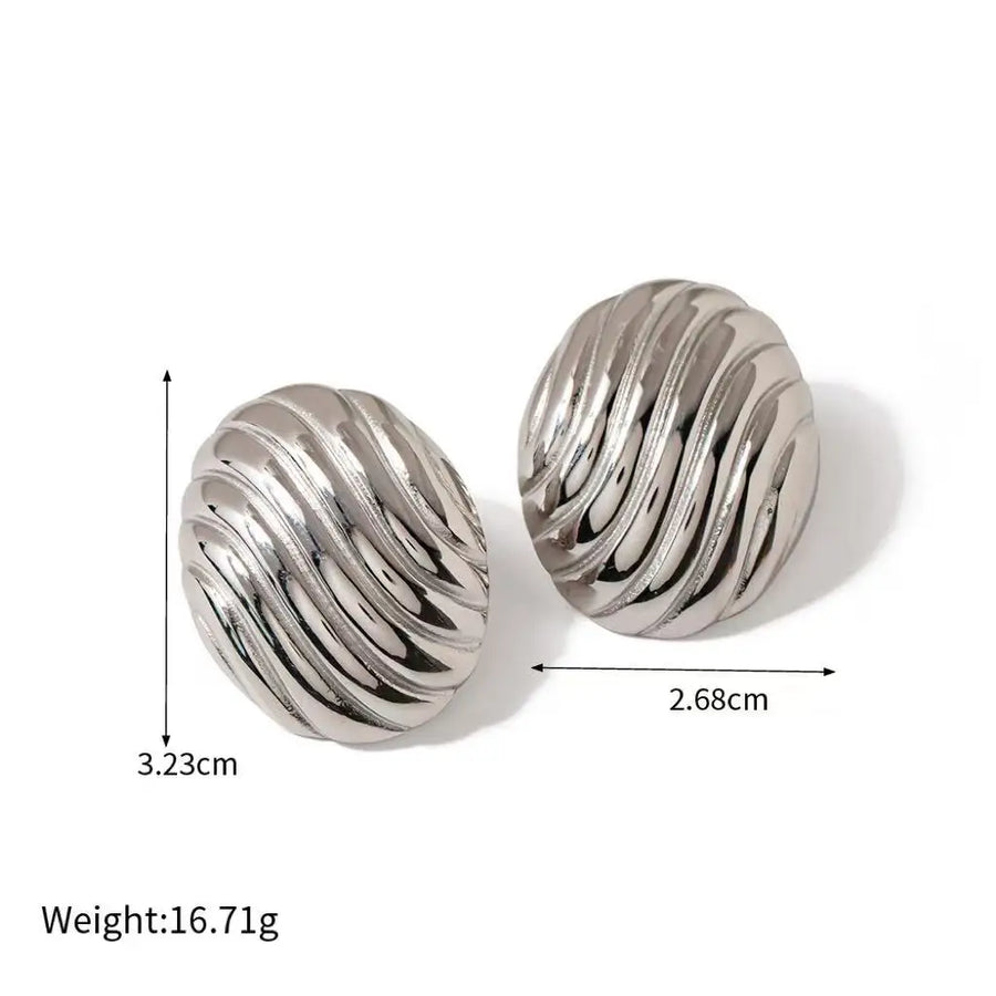 Brinco de Pino Oval Estriado em Aço Inoxidável